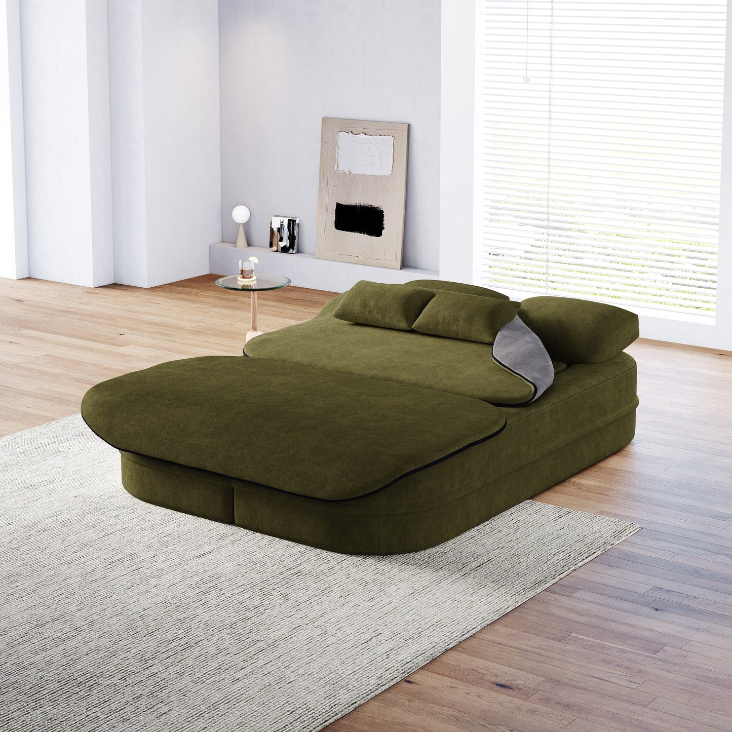 Divano letto pieghevole 2 in 1 da 75'', divano letto trasformabile in ciniglia di schiuma con coperta multifunzionale, divano da salotto