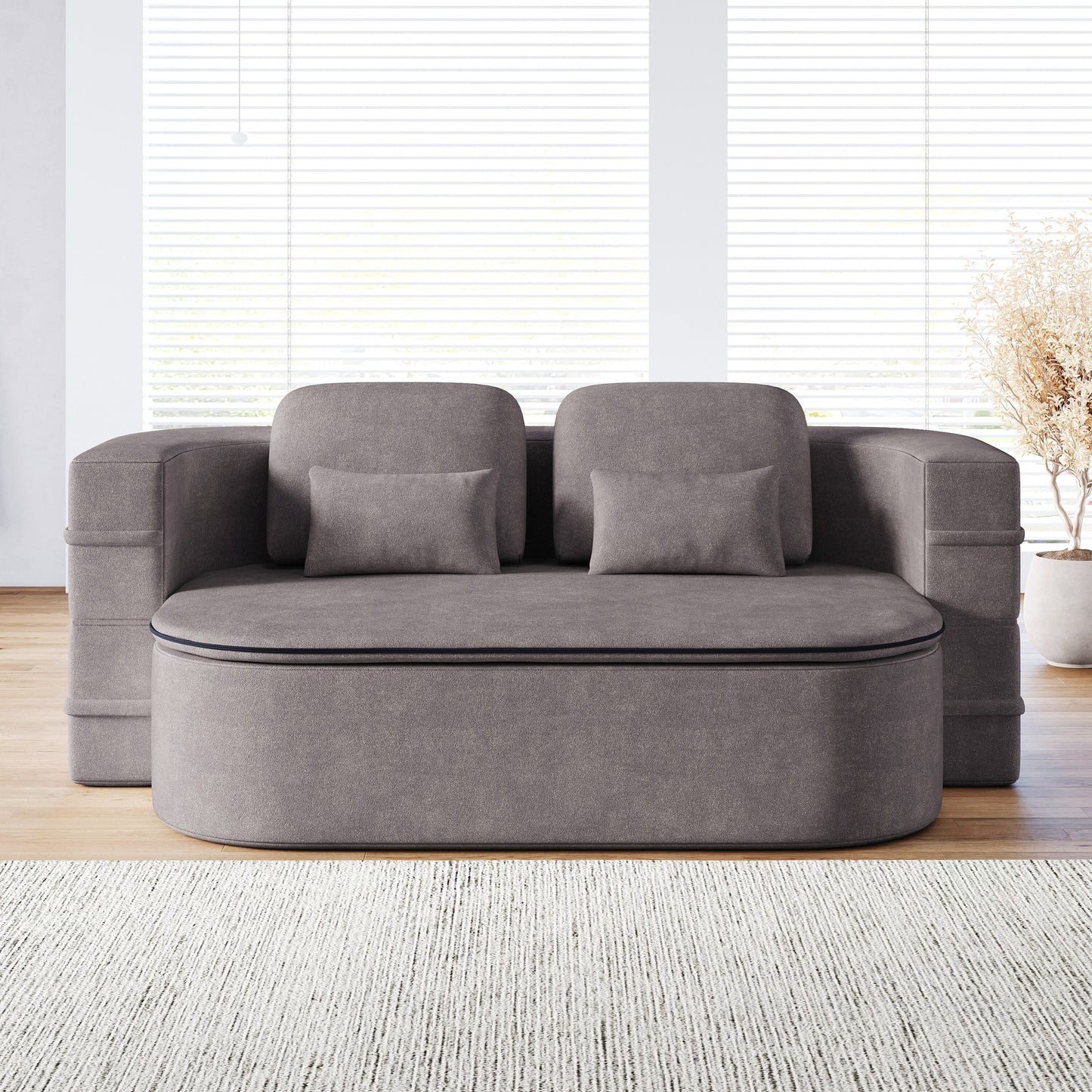 Divano letto pieghevole 2 in 1 da 75'', divano letto trasformabile in ciniglia di schiuma con coperta multifunzionale, divano da salotto