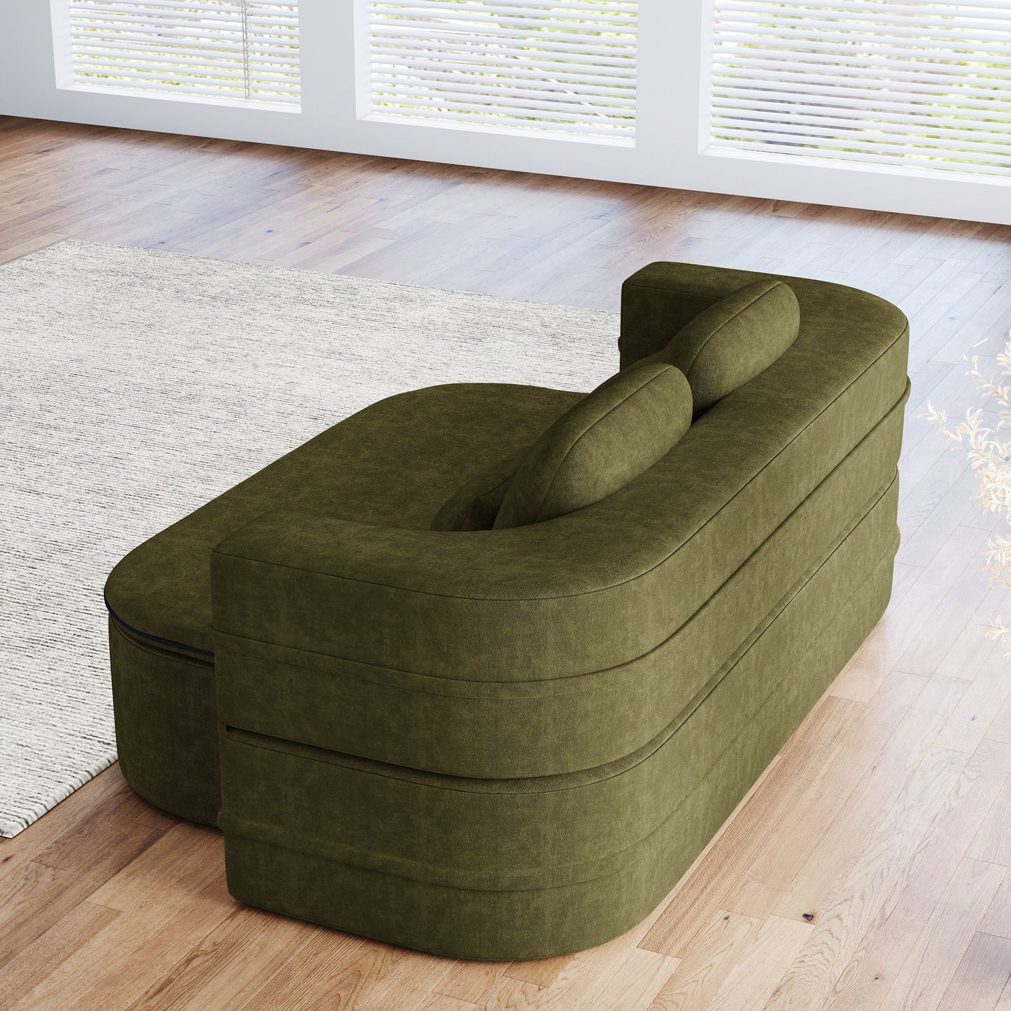 Divano letto pieghevole 2 in 1 da 75'', divano letto trasformabile in ciniglia di schiuma con coperta multifunzionale, divano da salotto