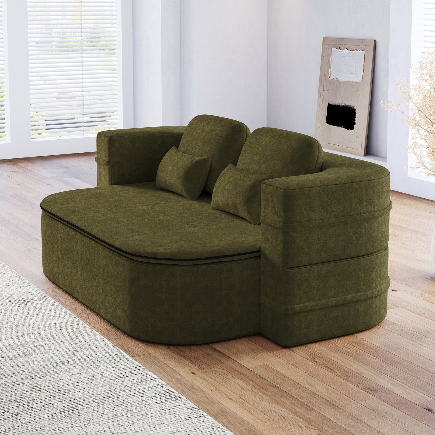 Divano letto pieghevole 2 in 1 da 75'', divano letto trasformabile in ciniglia di schiuma con coperta multifunzionale, divano da salotto