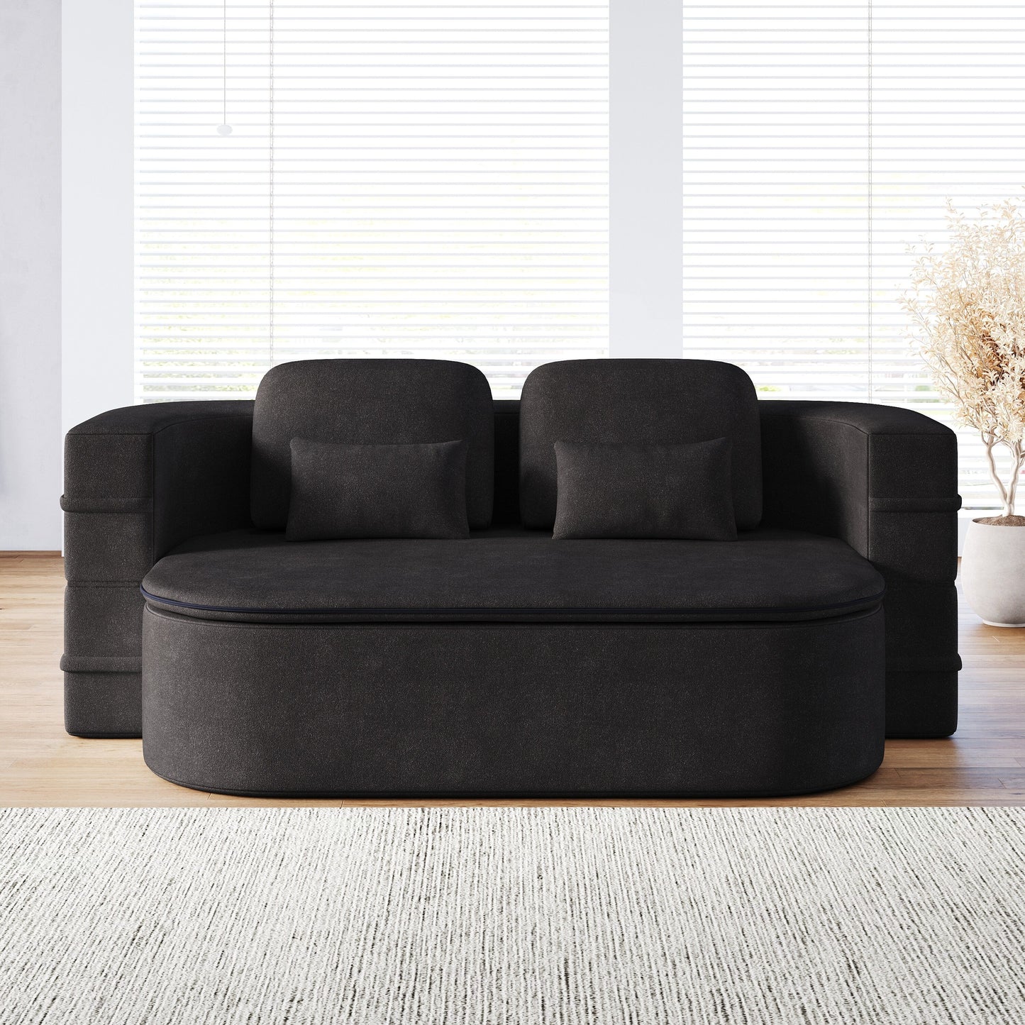 Divano letto pieghevole 2 in 1 da 75'', divano letto trasformabile in ciniglia di schiuma con coperta multifunzionale, divano da salotto