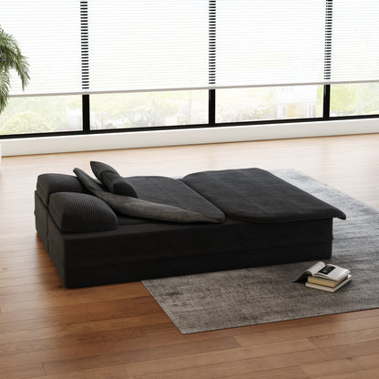 Divano pieghevole 2 in 1 da 75'', divano letto trasformabile in schiuma con coperta multifunzionale, divano da pavimento