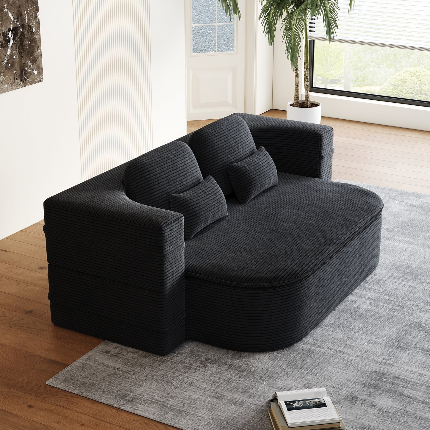Divano pieghevole 2 in 1 da 75'', divano letto trasformabile in schiuma con coperta multifunzionale, divano da pavimento