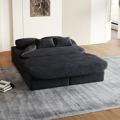 Divano pieghevole 2 in 1 da 75'', divano letto trasformabile in schiuma con coperta multifunzionale, divano da pavimento