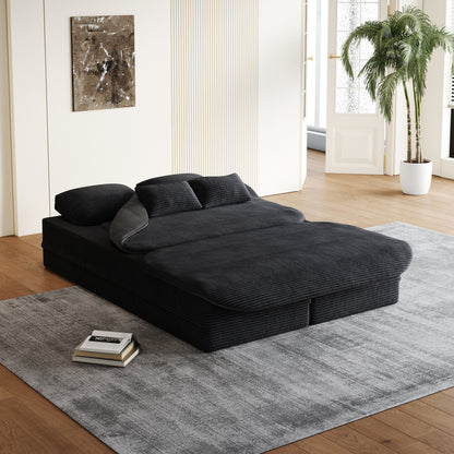 Divano pieghevole 2 in 1 da 75'', divano letto trasformabile in schiuma con coperta multifunzionale, divano da pavimento