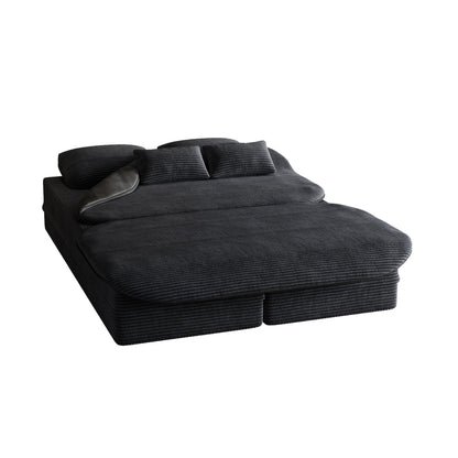 Divano pieghevole 2 in 1 da 75'', divano letto trasformabile in schiuma con coperta multifunzionale, divano da pavimento