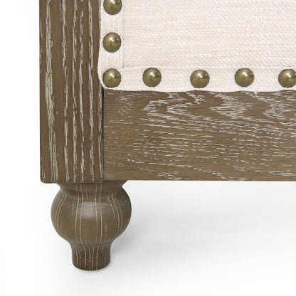 Divano a 3 posti in pelle PU da 78,75'' con gambe in legno ed eleganti dettagli con rivetti