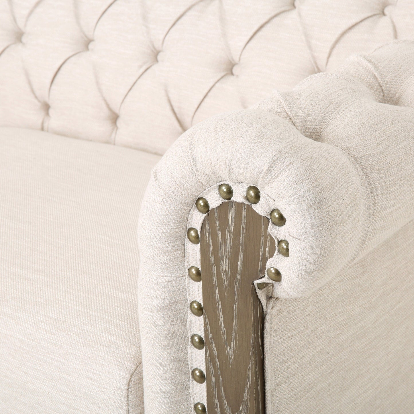 Divano a 3 posti in pelle PU da 78,75'' con gambe in legno ed eleganti dettagli con rivetti