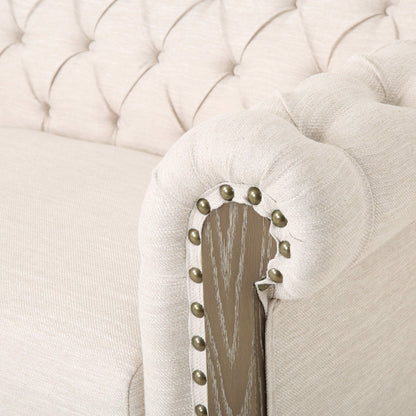 Divano a 3 posti in pelle PU da 78,75'' con gambe in legno ed eleganti dettagli con rivetti