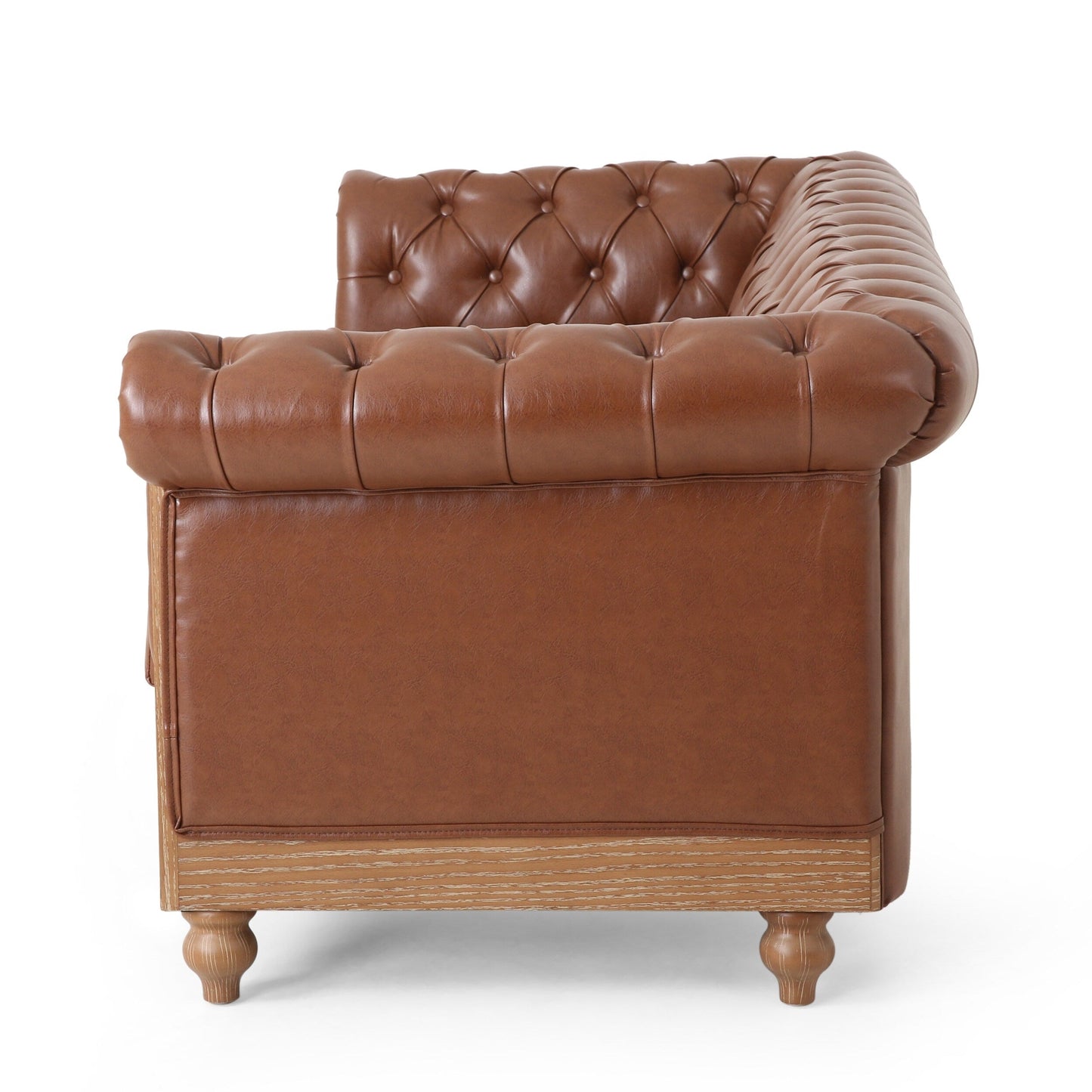 Divano a 3 posti in pelle PU da 78,75'' con gambe in legno ed eleganti dettagli con rivetti
