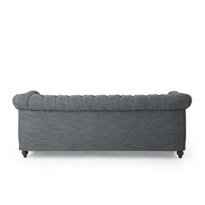 Divano a 3 posti in pelle PU da 78,75'' con gambe in legno ed eleganti dettagli con rivetti