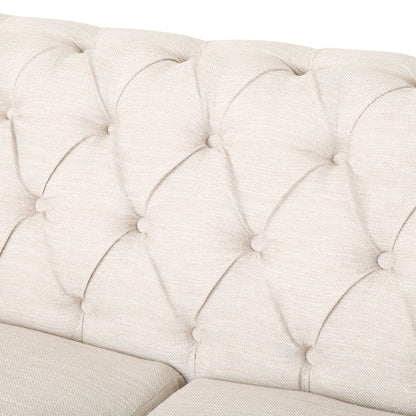 Divano a 3 posti in pelle PU da 78,75'' con gambe in legno ed eleganti dettagli con rivetti