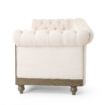 Divano a 3 posti in pelle PU da 78,75'' con gambe in legno ed eleganti dettagli con rivetti