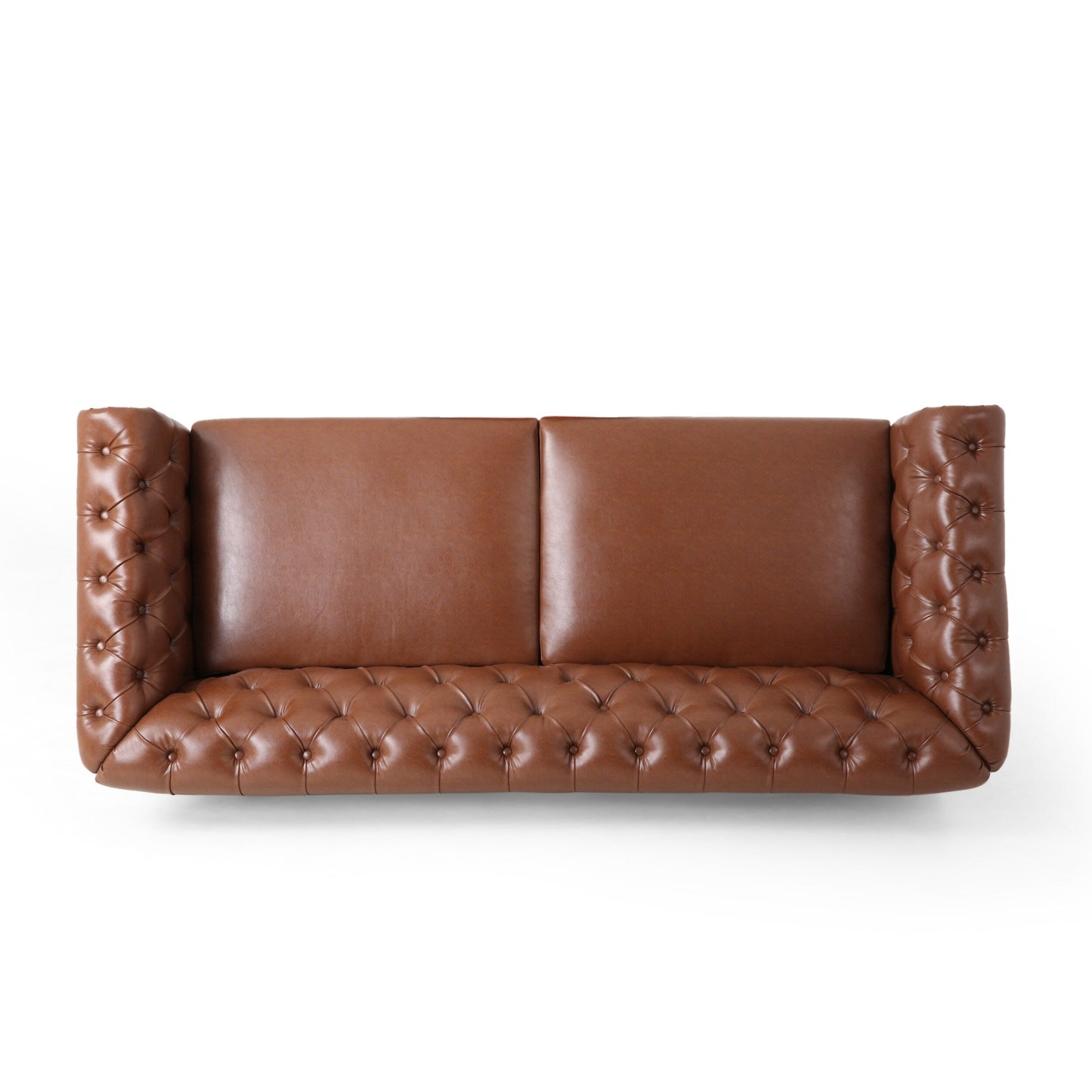 Divano a 3 posti in pelle PU da 78,75'' con gambe in legno ed eleganti dettagli con rivetti