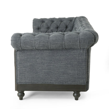 Divano a 3 posti in pelle PU da 78,75'' con gambe in legno ed eleganti dettagli con rivetti