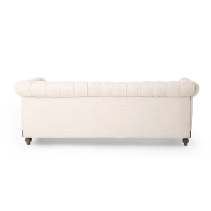 Divano a 3 posti in pelle PU da 78,75'' con gambe in legno ed eleganti dettagli con rivetti