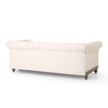 Divano a 3 posti in pelle PU da 78,75'' con gambe in legno, dettagli rivettati e schienale regolabile