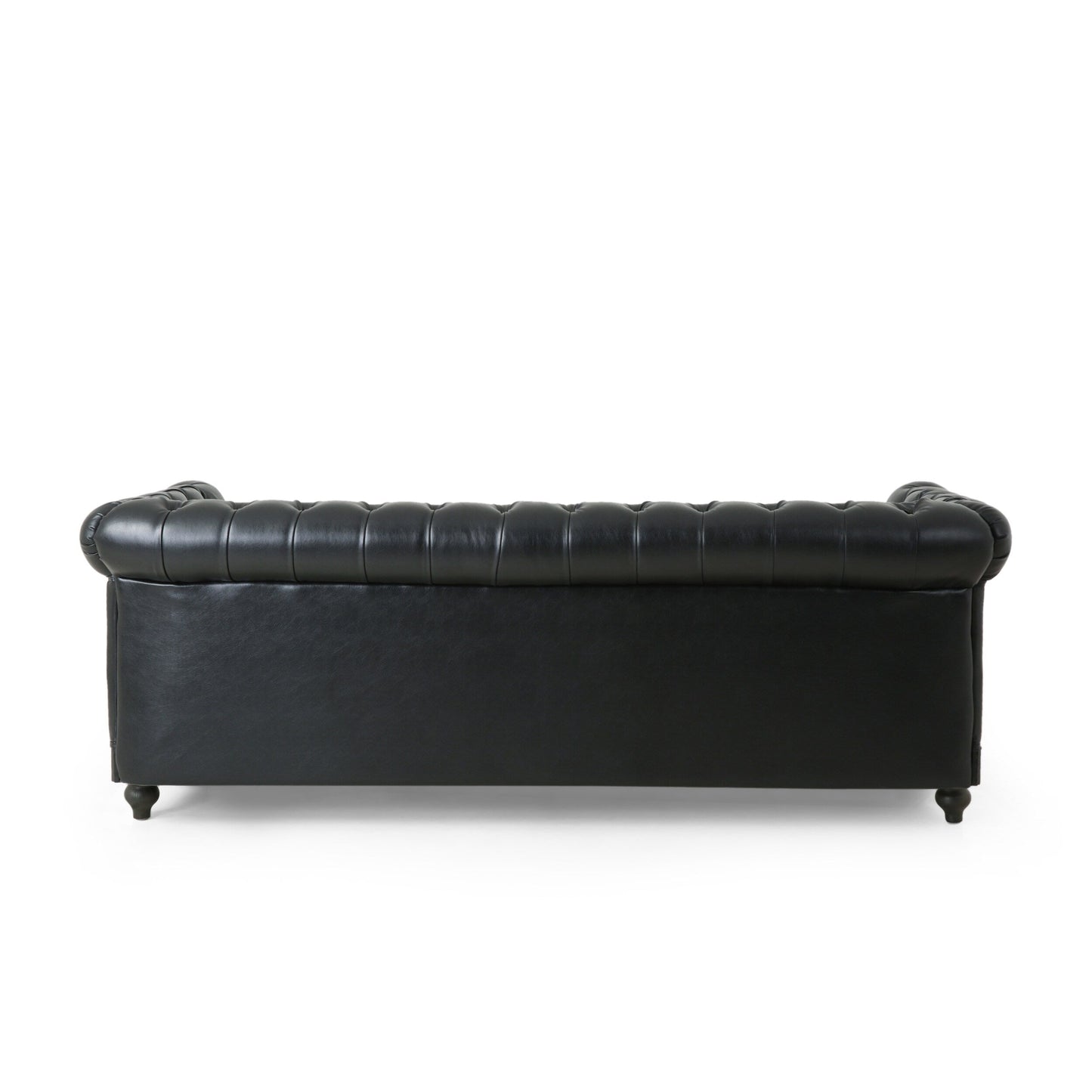 Divano a 3 posti in pelle PU da 78,75'' con gambe in legno, dettagli rivettati e schienale regolabile