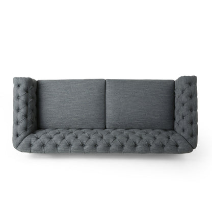 Divano a 3 posti in pelle PU da 78,75'' con gambe in legno, dettagli rivettati e schienale regolabile