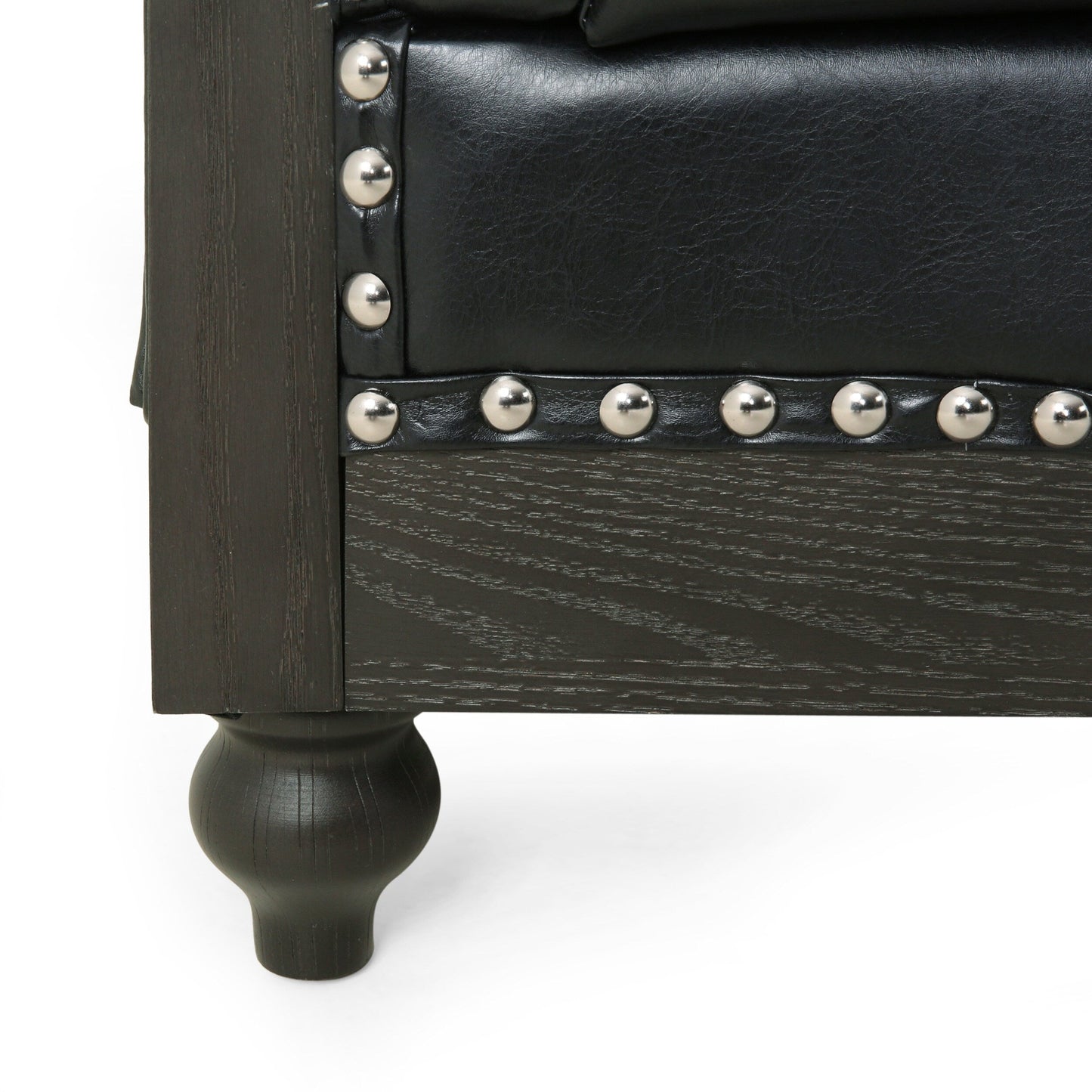 Divano a 3 posti in pelle PU da 78,75'' con gambe in legno, dettagli rivettati e schienale regolabile