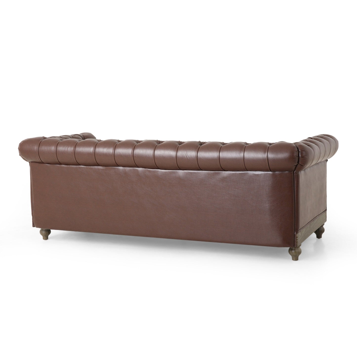 Divano a 3 posti in pelle PU da 78,75'' con gambe in legno, dettagli rivettati e schienale regolabile