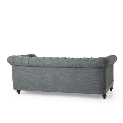 Divano a 3 posti in pelle PU da 78,75'' con gambe in legno, dettagli rivettati e schienale regolabile