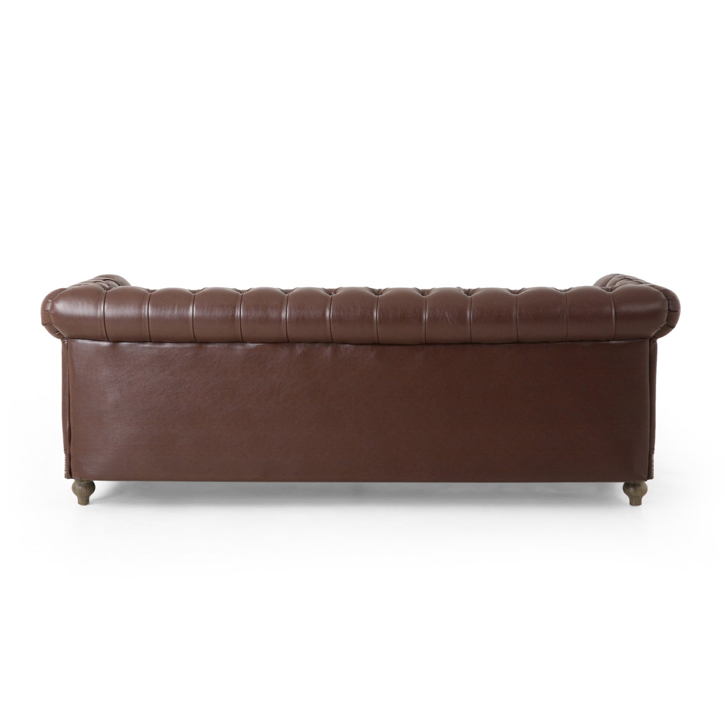 Divano a 3 posti in pelle PU da 78,75'' con gambe in legno, dettagli rivettati e schienale regolabile