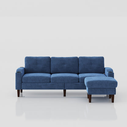Divano trasformabile in tessuto da 78,7'' con pouf contenitore