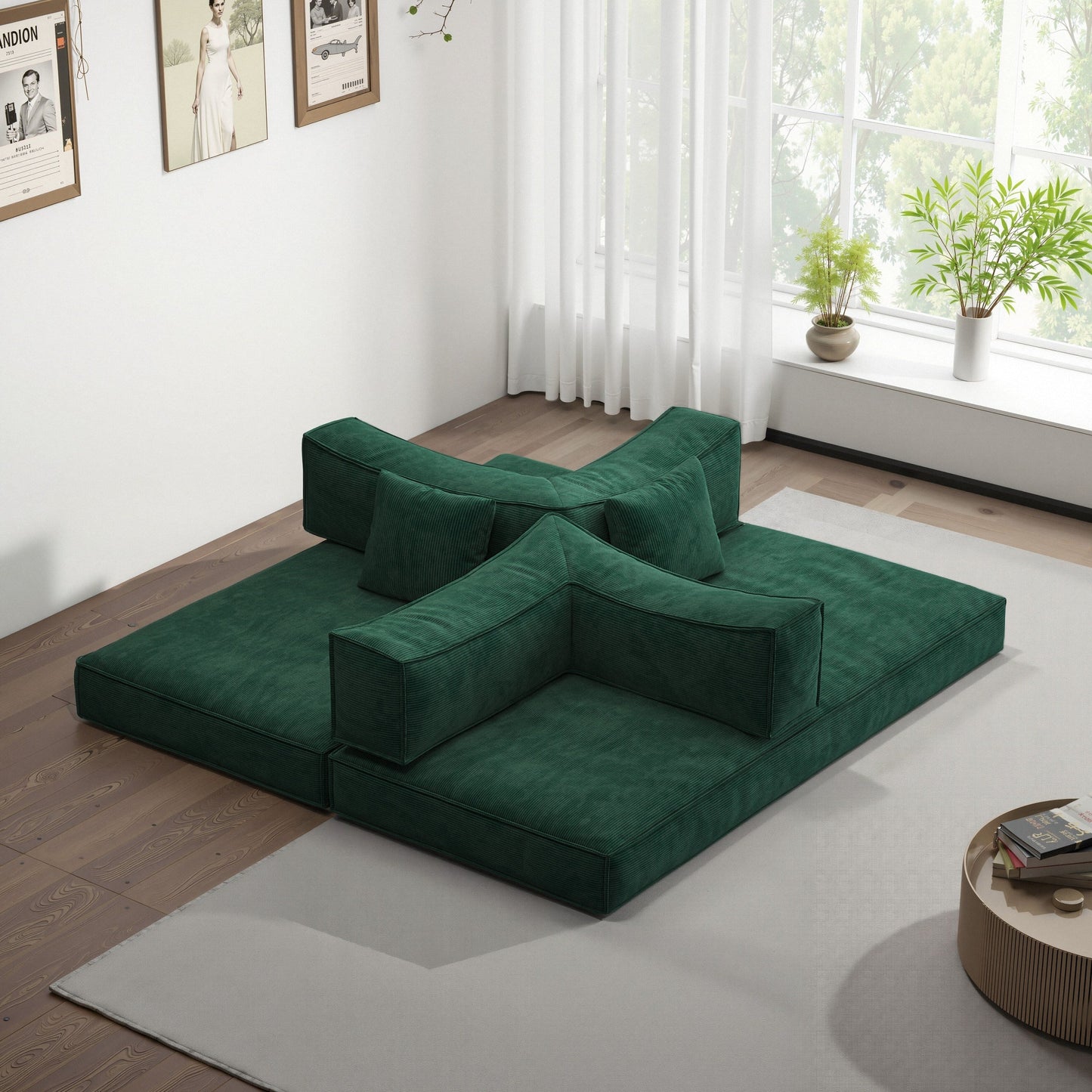 Divano modulare da 78,8 pollici, divano trasformabile in blocco di budino, divano letto da terra con braccioli e comodo divano letto