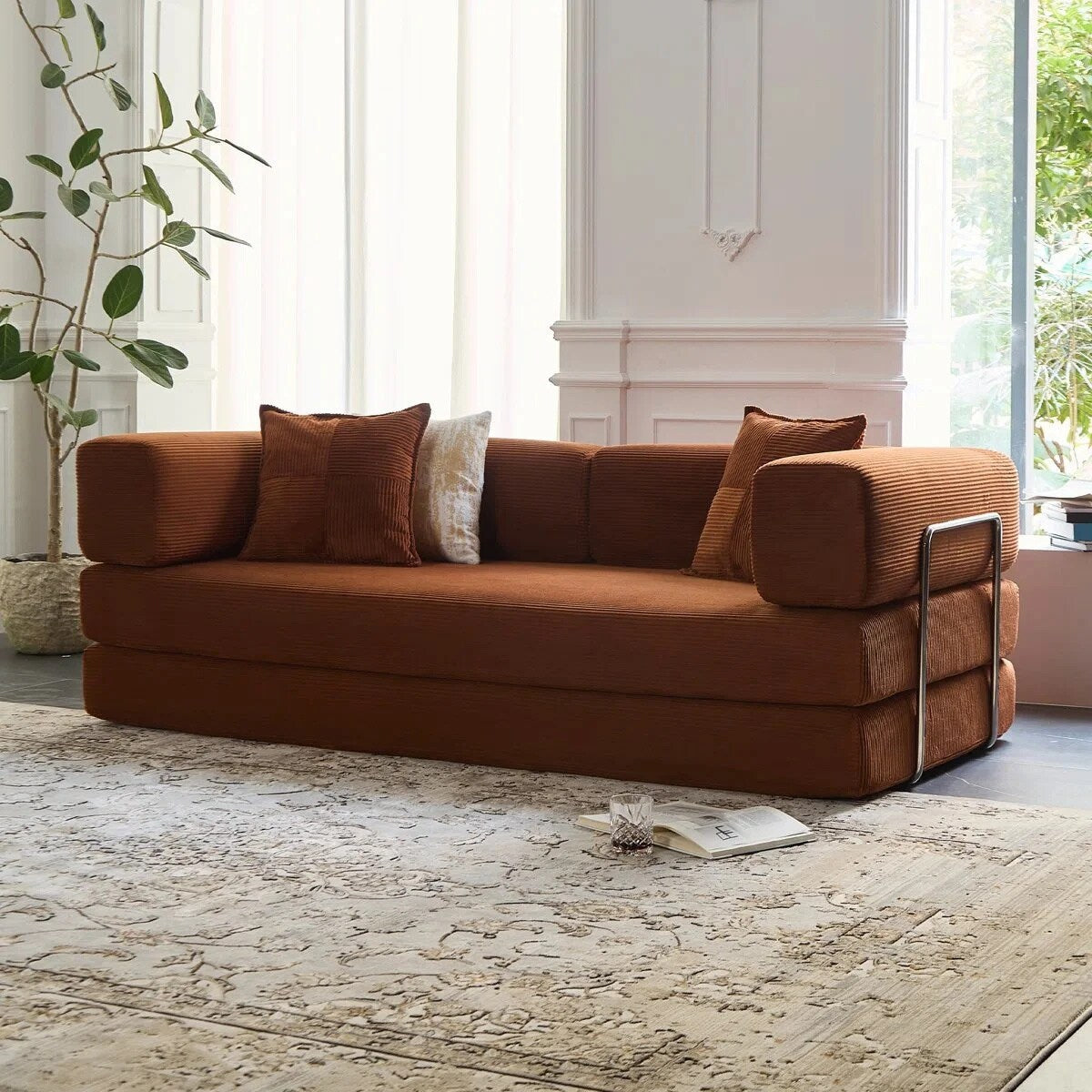 Divano letto trasformabile da 78,8 m con cuscino a compressione, comodo divano futon, letto letto