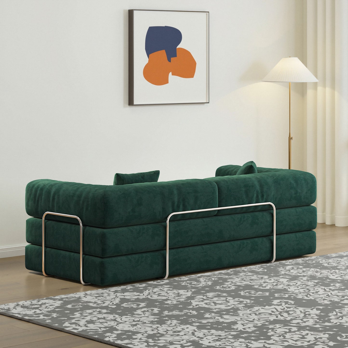 Divano componibile modulare da 78,8 pollici, divano trasformabile in pudding block, divano letto con braccioli da pavimento