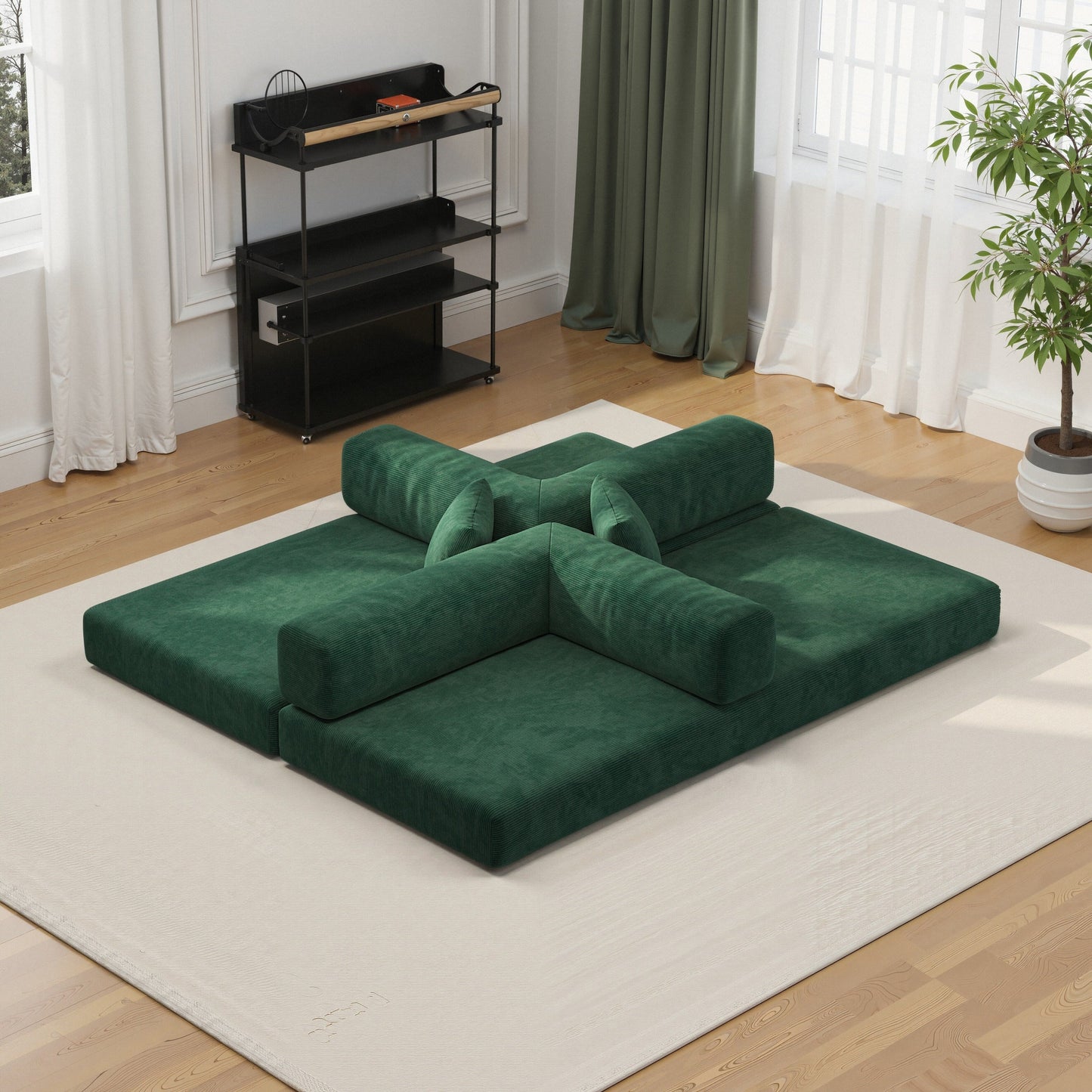 Divano componibile modulare da 78,8 pollici, divano trasformabile in pudding block, divano letto con braccioli da pavimento