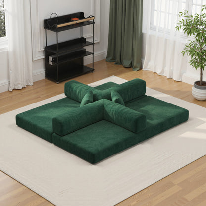Divano componibile modulare da 78,8 pollici, divano trasformabile in pudding block, divano letto con braccioli da pavimento