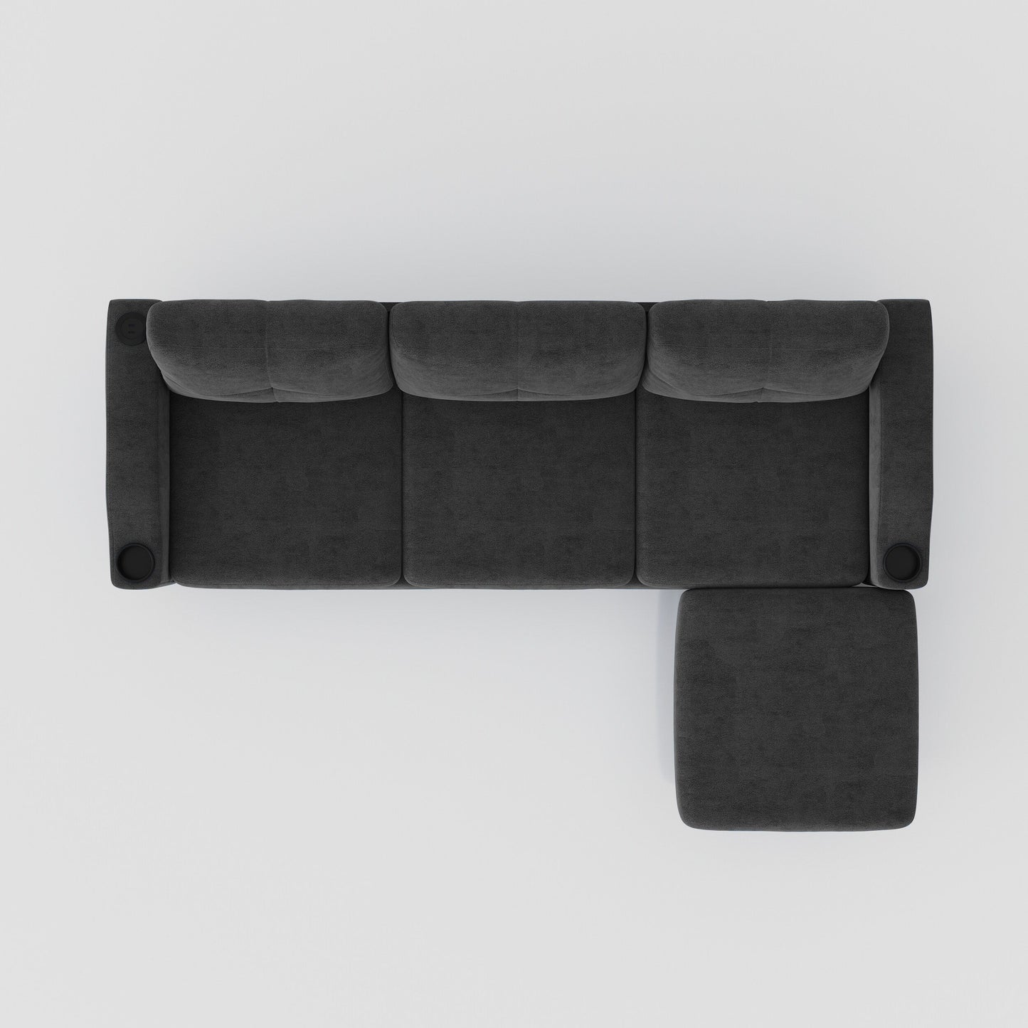 Divano trasformabile in tessuto a L da 78'' con contenitore, porta USB e portabicchieri, ideale per piccoli spazi