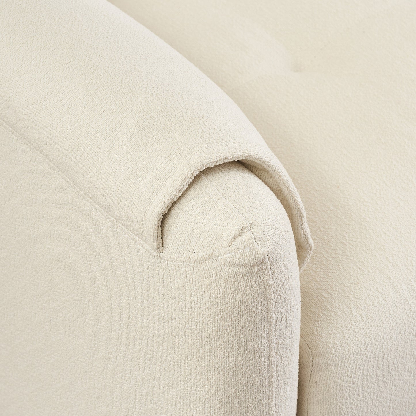 Tessuto per divano Teddy Cotton Linen lungo 79,50 pollici, con gambe lunghe coniche in metallo, striscia di metallo abbinata, elegante e semplice - Beige