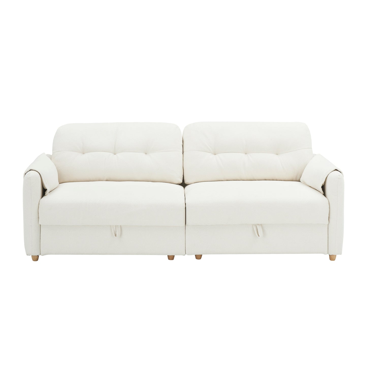 Tessuto per divano Teddy Cotton Linen lungo 79,50 pollici, con gambe lunghe coniche in metallo, striscia di metallo abbinata, elegante e semplice - Beige