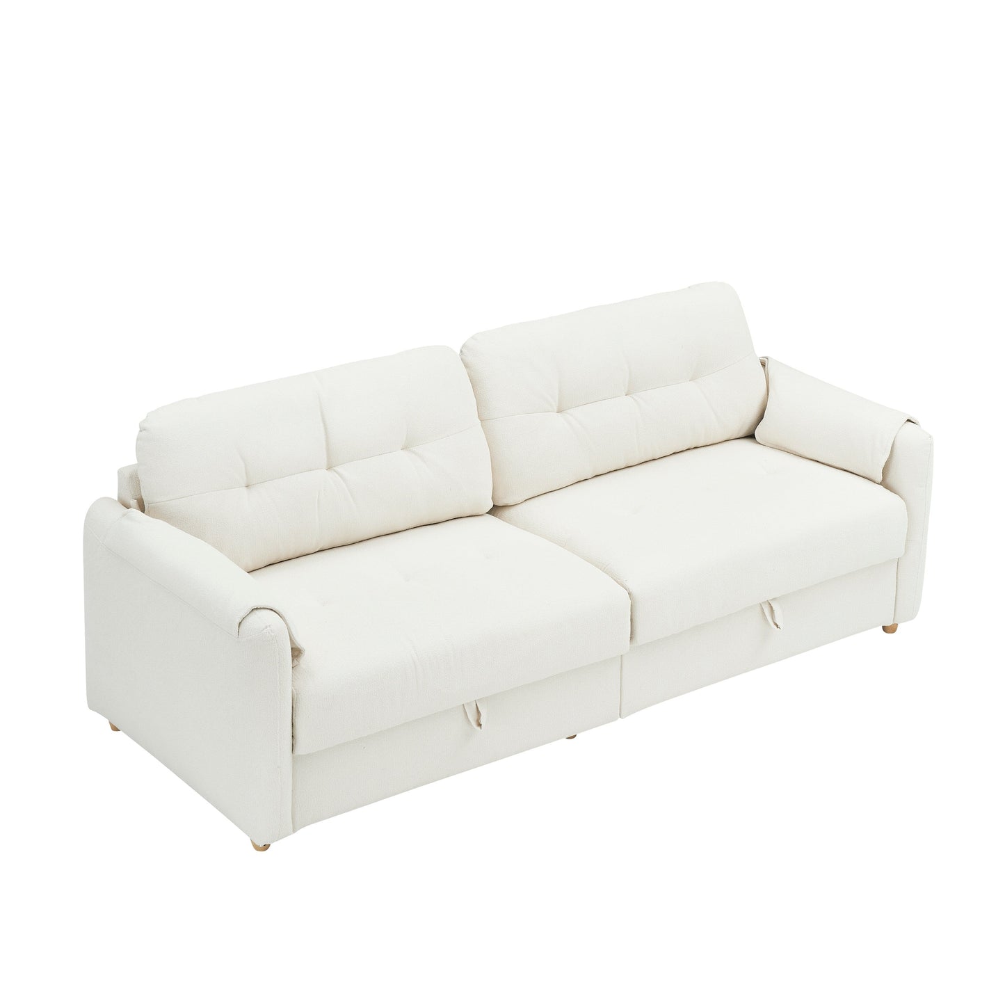 Tessuto per divano Teddy Cotton Linen lungo 79,50 pollici, con gambe lunghe coniche in metallo, striscia di metallo abbinata, elegante e semplice