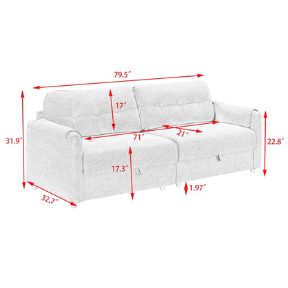 Tessuto per divano Teddy Cotton Linen lungo 79,50 pollici, con gambe lunghe coniche in metallo, striscia di metallo abbinata, elegante e semplice