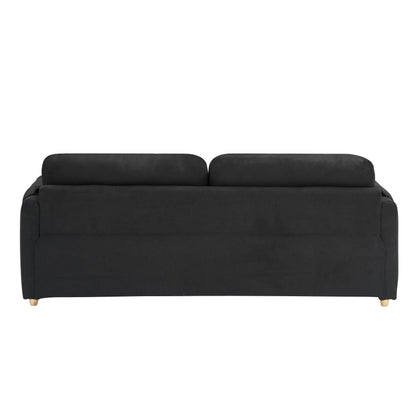 Tessuto per divano Teddy Cotton Linen lungo 79,50 pollici, con gambe lunghe coniche in metallo, striscia di metallo abbinata, elegante e semplice