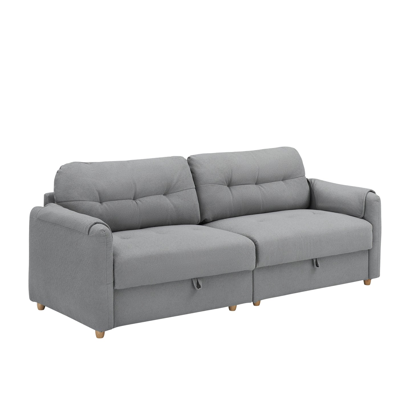 Tessuto per divano Teddy Cotton Linen lungo 79,50 pollici, con gambe lunghe coniche in metallo, striscia di metallo abbinata, elegante e semplice