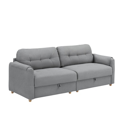 Tessuto per divano Teddy Cotton Linen lungo 79,50 pollici, con gambe lunghe coniche in metallo, striscia di metallo abbinata, elegante e semplice