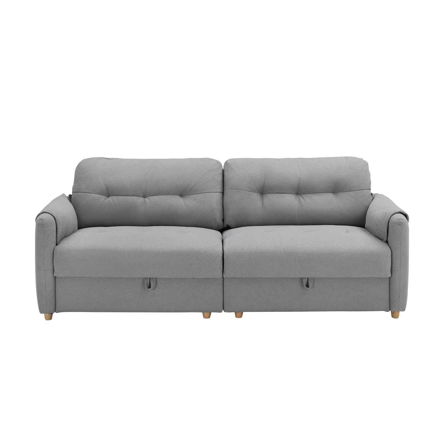 Tessuto per divano Teddy Cotton Linen lungo 79,50 pollici, con gambe lunghe coniche in metallo, striscia di metallo abbinata, elegante e semplice