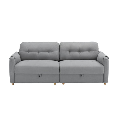 Tessuto per divano Teddy Cotton Linen lungo 79,50 pollici, con gambe lunghe coniche in metallo, striscia di metallo abbinata, elegante e semplice