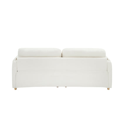 Tessuto per divano Teddy Cotton Linen lungo 79,50 pollici, con gambe lunghe coniche in metallo, striscia di metallo abbinata, elegante e semplice