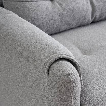 Tessuto per divano Teddy Cotton Linen lungo 79,50 pollici, con gambe lunghe coniche in metallo, striscia di metallo abbinata, elegante e semplice
