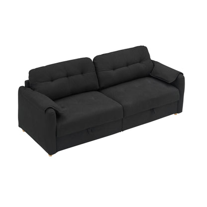 Tessuto per divano Teddy Cotton Linen lungo 79,50 pollici, con gambe lunghe coniche in metallo, striscia di metallo abbinata, elegante e semplice
