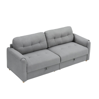 Tessuto per divano Teddy Cotton Linen lungo 79,50 pollici, con gambe lunghe coniche in metallo, striscia di metallo abbinata, elegante e semplice
