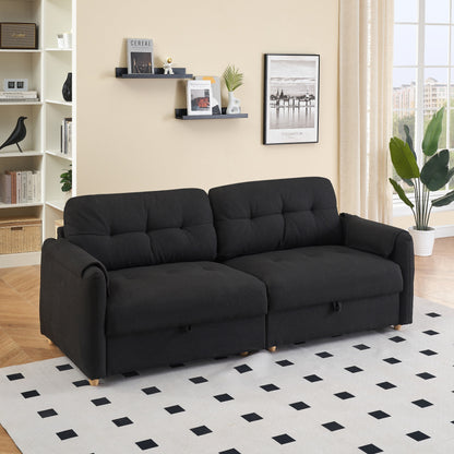 Tessuto per divano Teddy Cotton Linen lungo 79,50 pollici, con gambe lunghe coniche in metallo, striscia di metallo abbinata, elegante e semplice