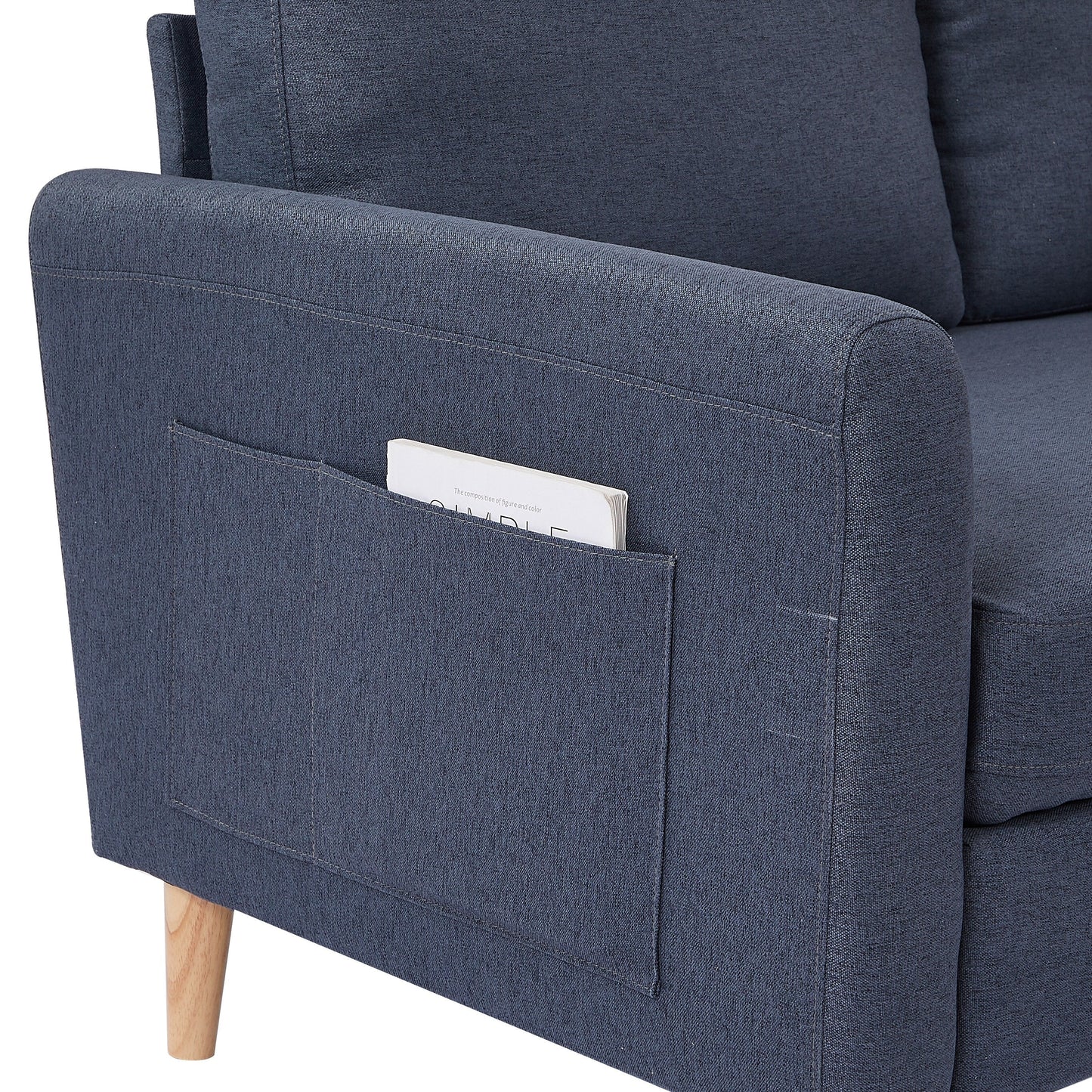 Divano letto a 3 posti a L in tessuto da 79,5'' con chaise longue, letto estraibile e design imbottito