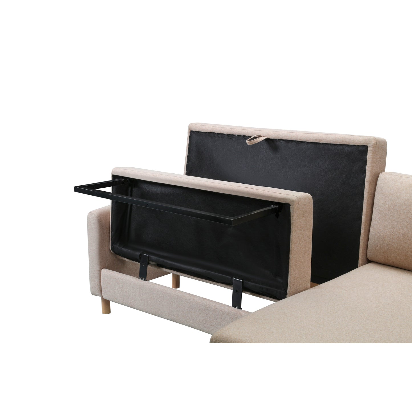 Divano letto a 3 posti a L in tessuto da 79,5'' con chaise longue, letto estraibile e design imbottito